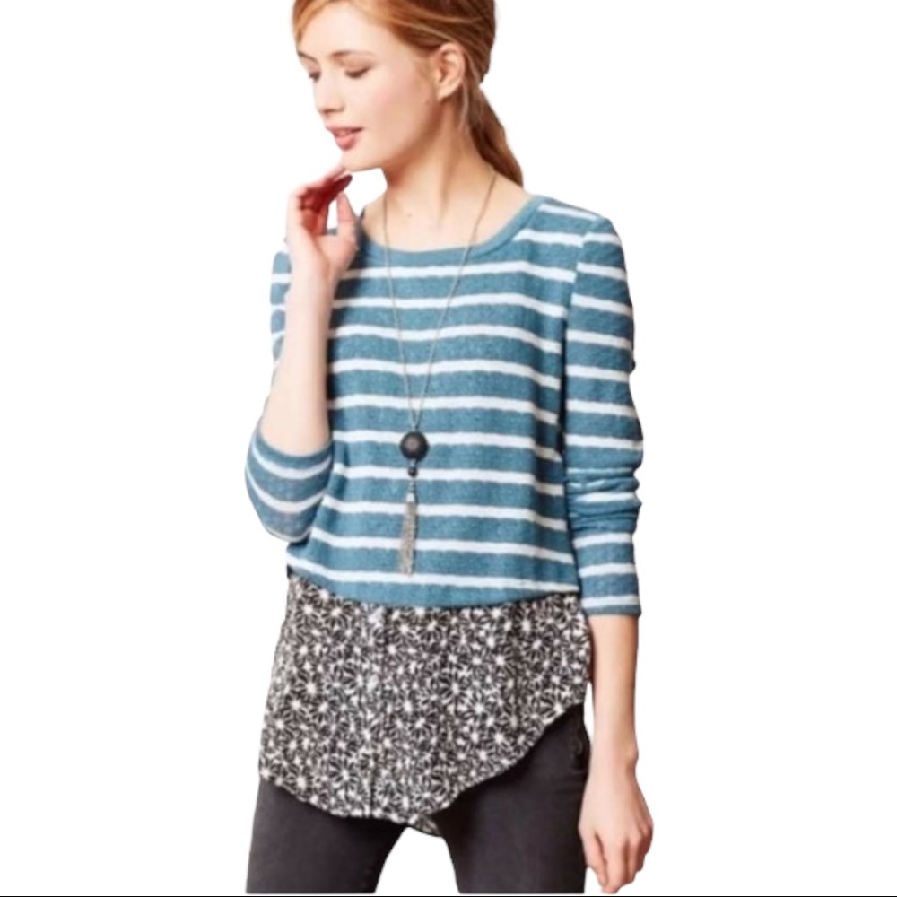 Postmark Anthropologie Blue Ginny Lagenlook Top